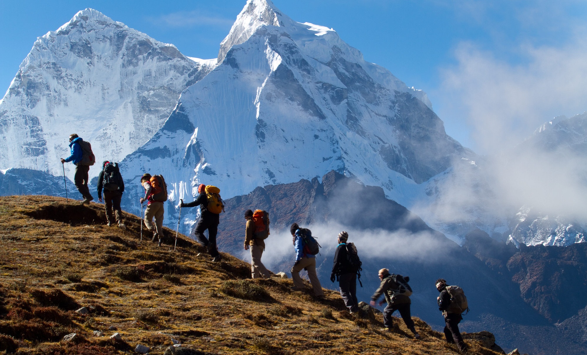 Himalayan trekking trail through mountains