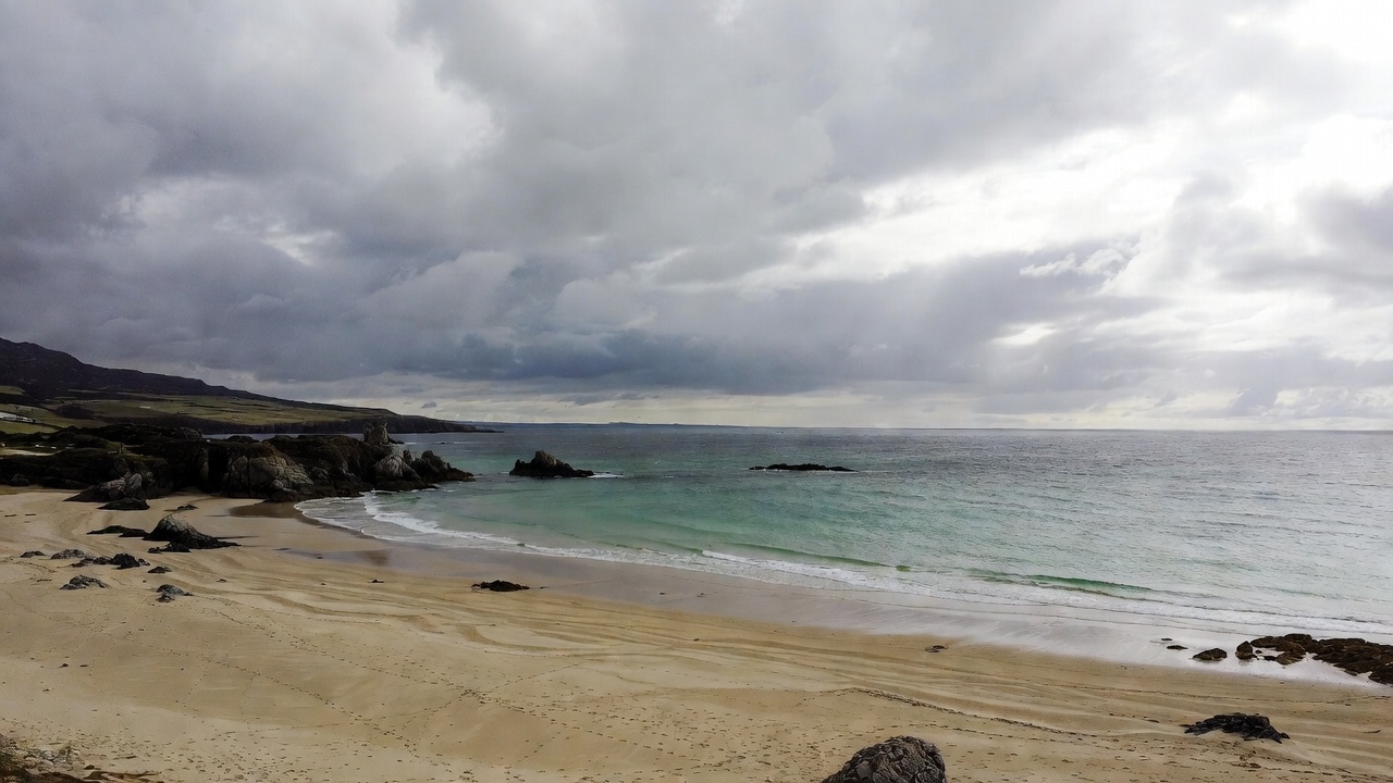Little Gruinard Beach with mountain backdrop in County Donegal