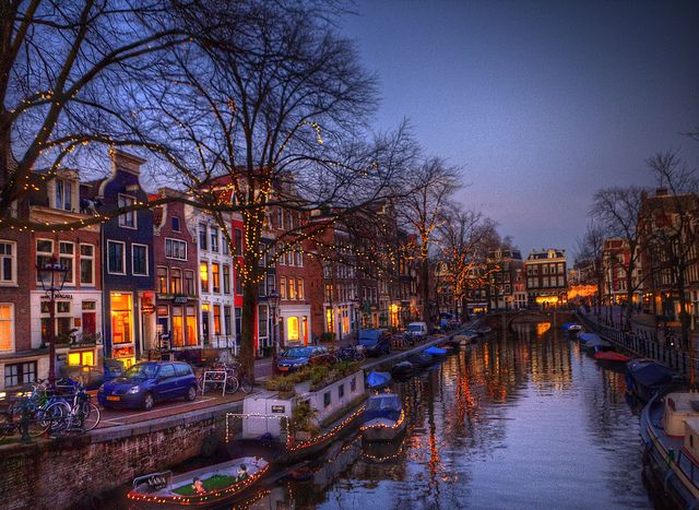 Amsterdam canals and waterfront architecture